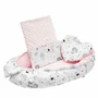 Set 3 piese, New Baby, Luxury, Baby Nest cu doua fete, Cu paturica si pernuta in forma de inima, Minky Bears Pink - 4