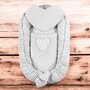 Set 3 piese, New Baby, Luxury, Baby Nest cu doua fete, Cu paturica si pernuta in forma de inima, Minky Heart Grey - 2