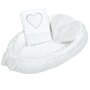 Set 3 piese, New Baby, Luxury, Baby Nest cu doua fete, Cu paturica si pernuta in forma de inima, Minky Heart White - 5