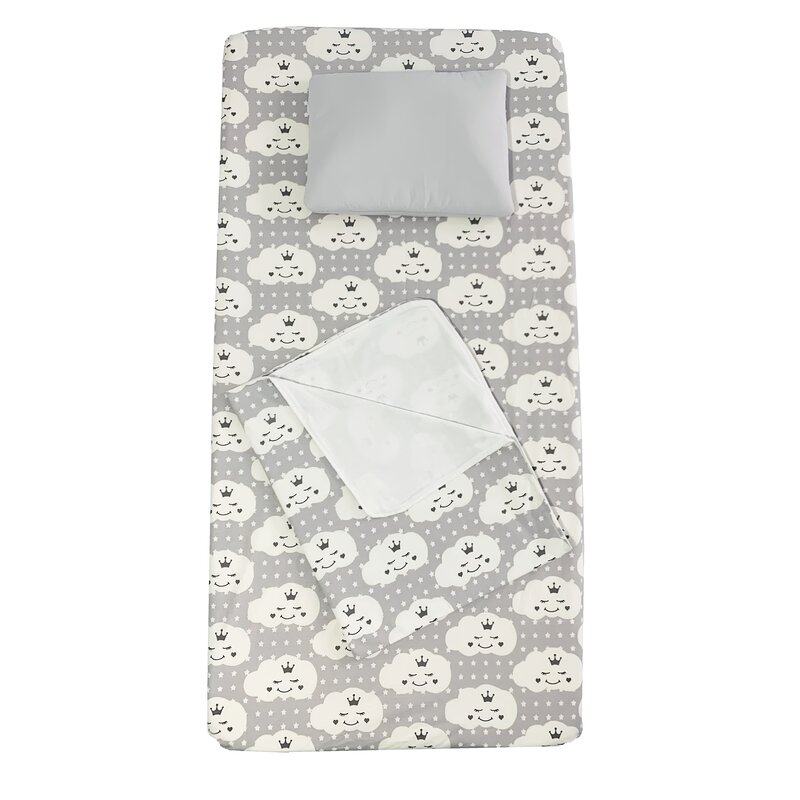 Deseda - set 3 piese pat 120x60 cm cu cearsaf paturica si perna norisori zambareti gri