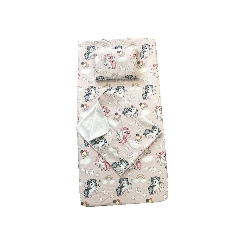 Deseda - set 3 piese pat 120x60 cm cu cearsaf paturica si perna unicorni