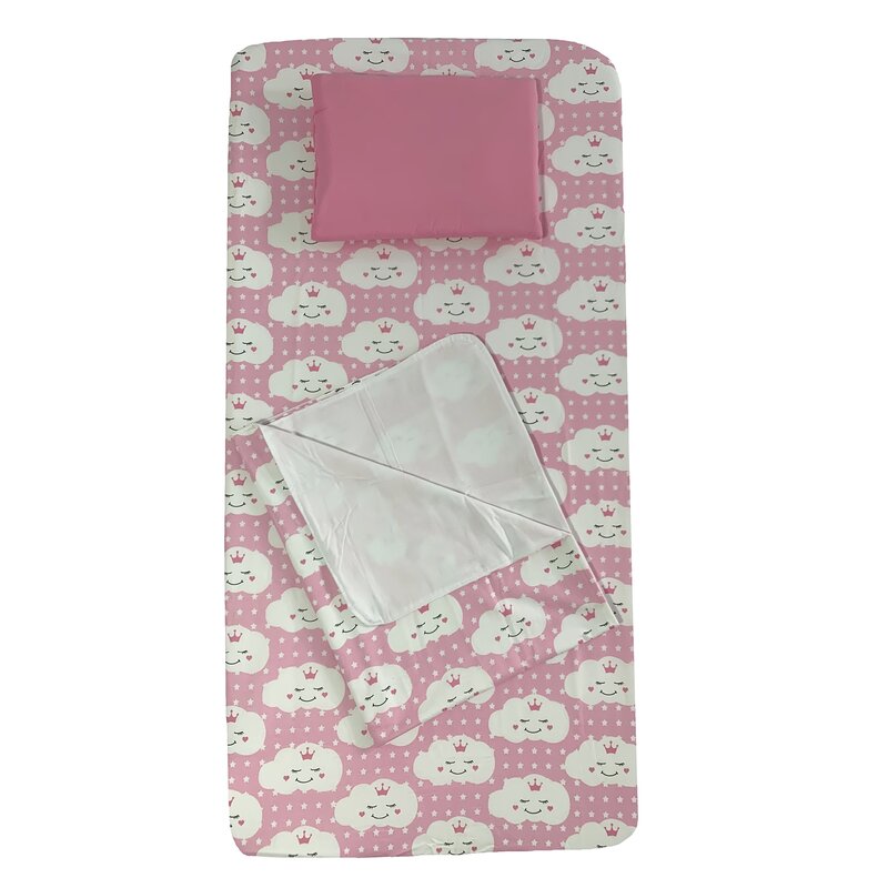 Deseda - set 3 piese pat 160x80 cm cu cearsaf paturica si perna norisori zambareti roz