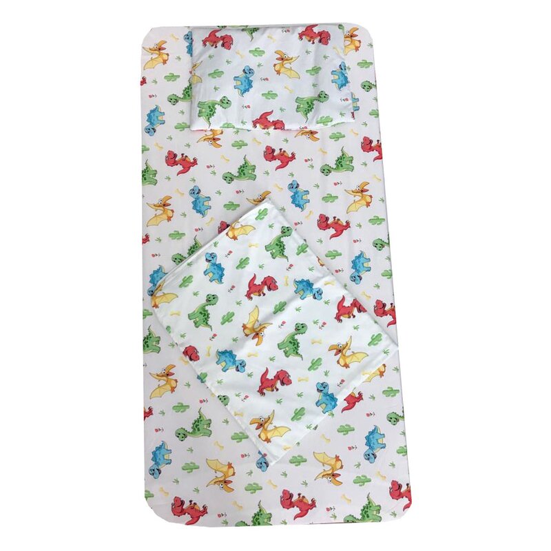 Deseda - set 3 piese paturica cu cearsaf si pernuta 160x80 cm dinozauri