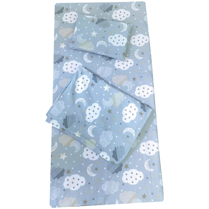 Deseda - set 3 piese paturica cu cearsaf si pernuta 160x80 cm norisori albastrii