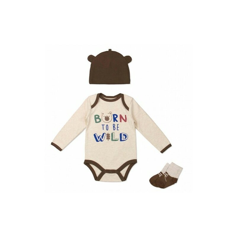 haine ieftine bebelusi 0 3 luni Set 3 piese pentru bebelusi Born to be wild - marimea 0-3 luni