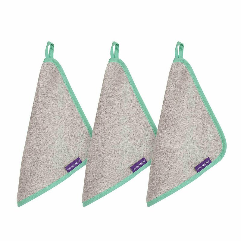 Clevamama - Set 3 prosoape Pentru fata bebelusilor din Bambus, 18x12 cm, Gri