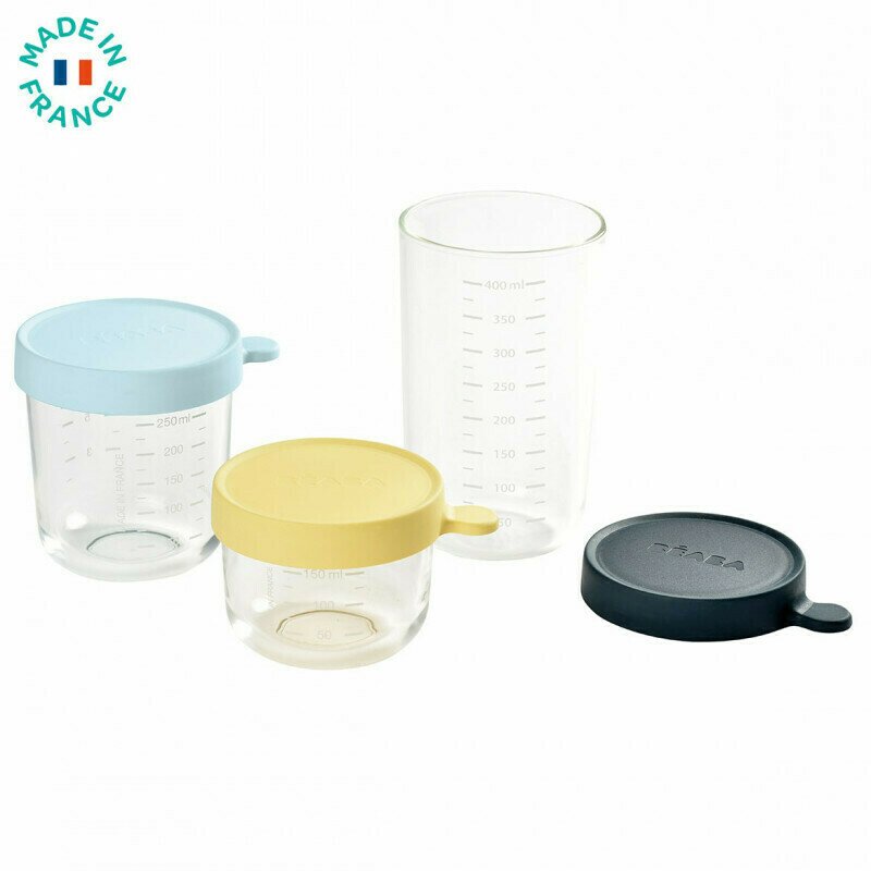 Set 3 recipiente sticla 150/250/400ml - Blue