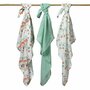 Set 3 scutece, BabyOno, Din muselina, Multifunctionale, Dimensiune 70x70 cm, 0 luni+, Bumbac, Verde/Multicolor - 3