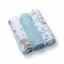 Set 3 scutece, BabyOno, Multifunctionale, 70x70 cm, Bambus si bumbac, 0 luni+, Albastru/Multicolor