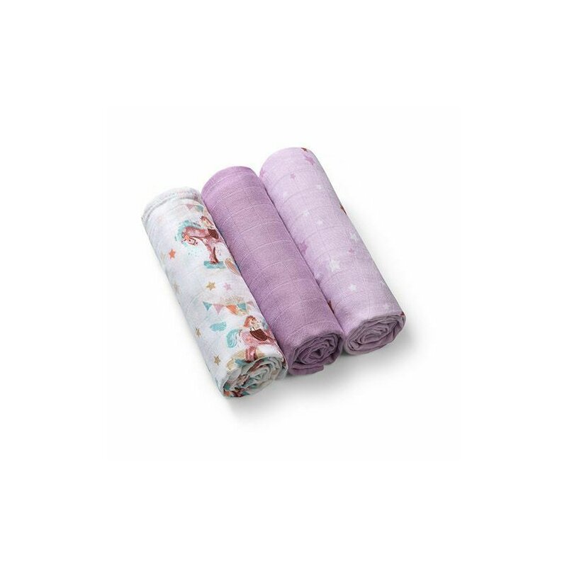 Set 3 scutece, BabyOno, Multifunctionale, 70x70 cm, Bambus si bumbac, 0 luni+, Mov/Multicolor