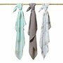 Set 3 scutece, BabyOno, Multifunctionale, 70x70 cm, Bambus si bumbac, 0 luni+, Verde/Multicolor - 3