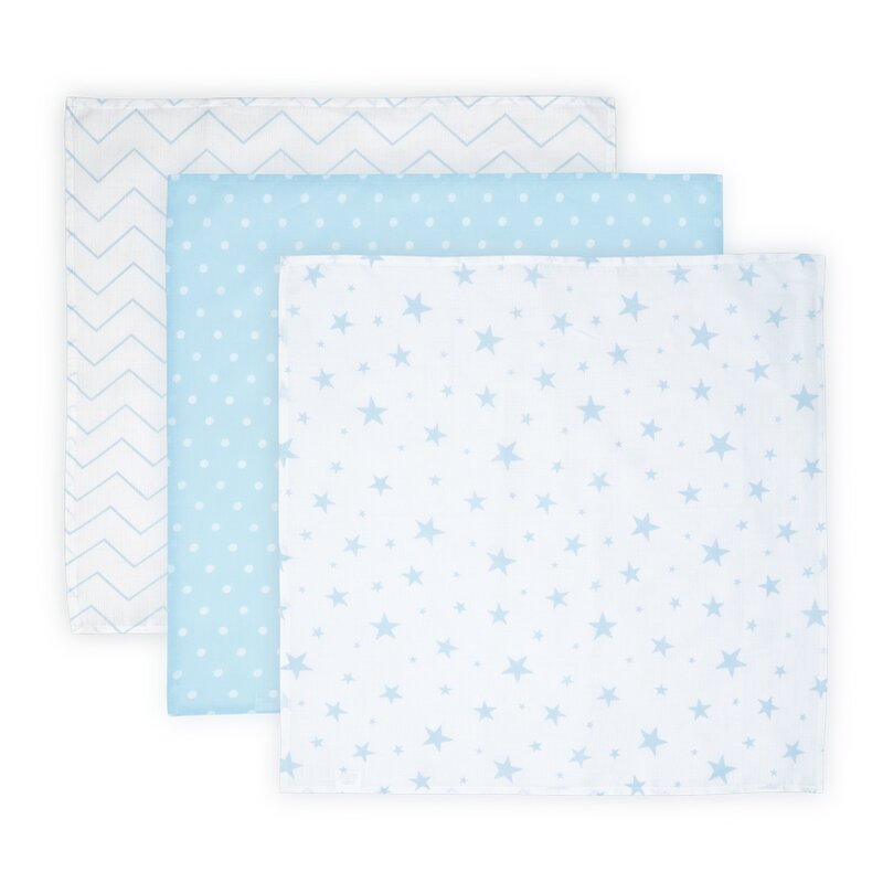 Lorelli - set 3 scutece din muselin 80x80 cm trio blue mix