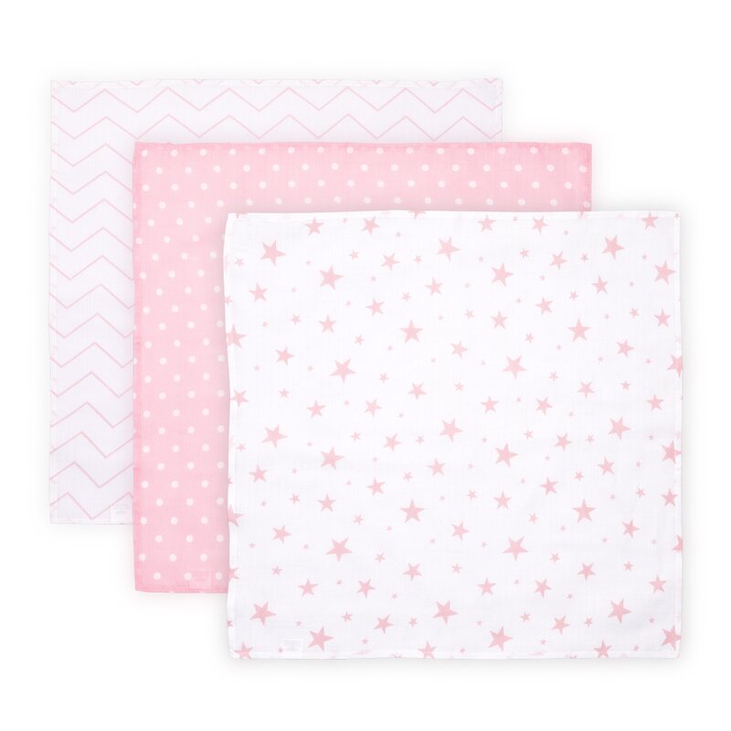 Lorelli - set 3 scutece din muselin 80x80 cm trio pink mix