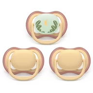 Set 3 suzete bebelusi, Philips Avent, Ultra Air Day & Night, Ortodontice, Silicon moale, Ventilate, Senzatie naturala, Fara BPA, 0-6 luni, Bej/Luna