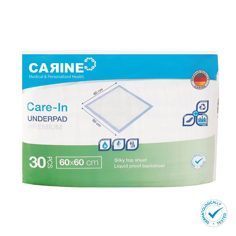 Carine - Set 30 buc aleze igienice premium , 60x60 cm, absorbtie ridicata, testate dermatologic