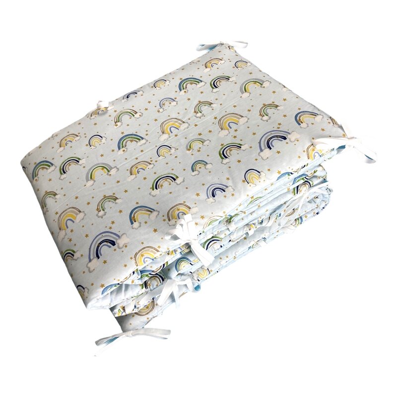 Deseda - set 4 aparatori laterale pufoase h35 pat 140x70 cm curcubeu albastru