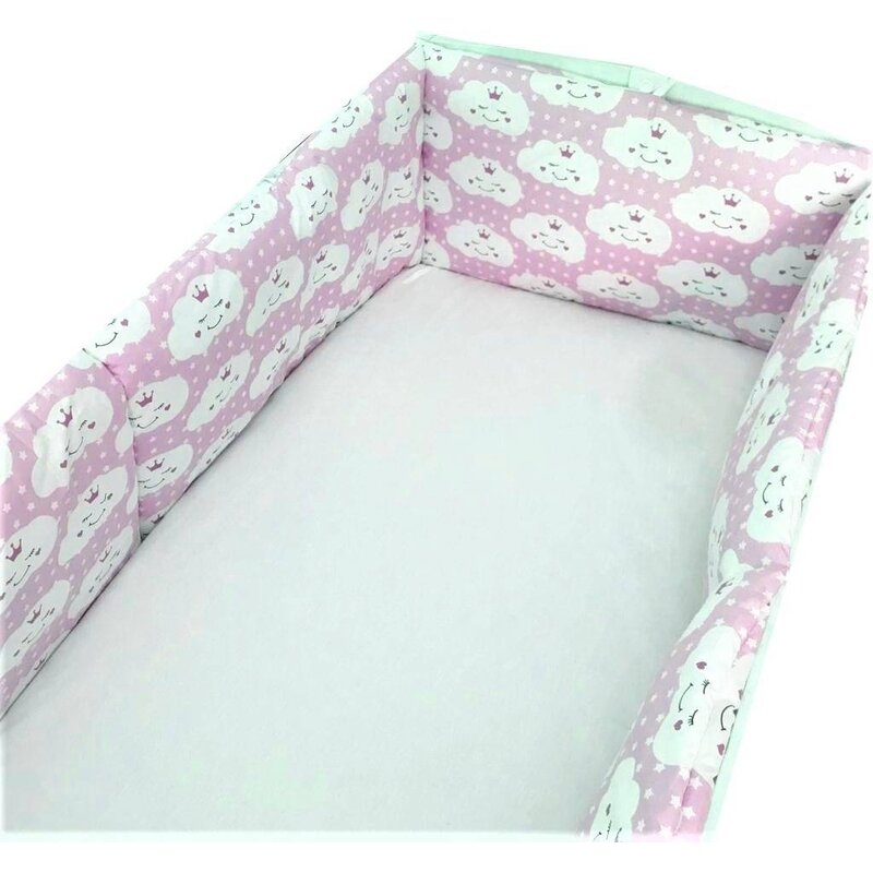 Deseda - set 4 aparatori protectii laterale pat pufoase 120x60 cm h39cm norisori zambareti roz