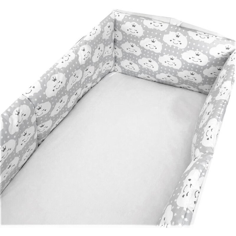 Deseda - set 4 aparatori protectii laterale pat pufoase 140x70 cm h39cm norisori zambareti gri