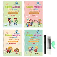 Set de lucru, Kidscare, Sank Magic, In limba romana, 4 caiete, Cu stilou magic pentru scris si desenat, 19 cm x 13 cm, Multicolor