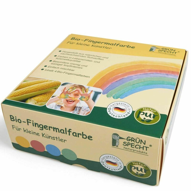 Set acuarele, Gruenspecht, Vopsea organica pentru degete, Pentru copii, 2 ani+, Pentru pictat direct cu palma sau talpa, Multicolor