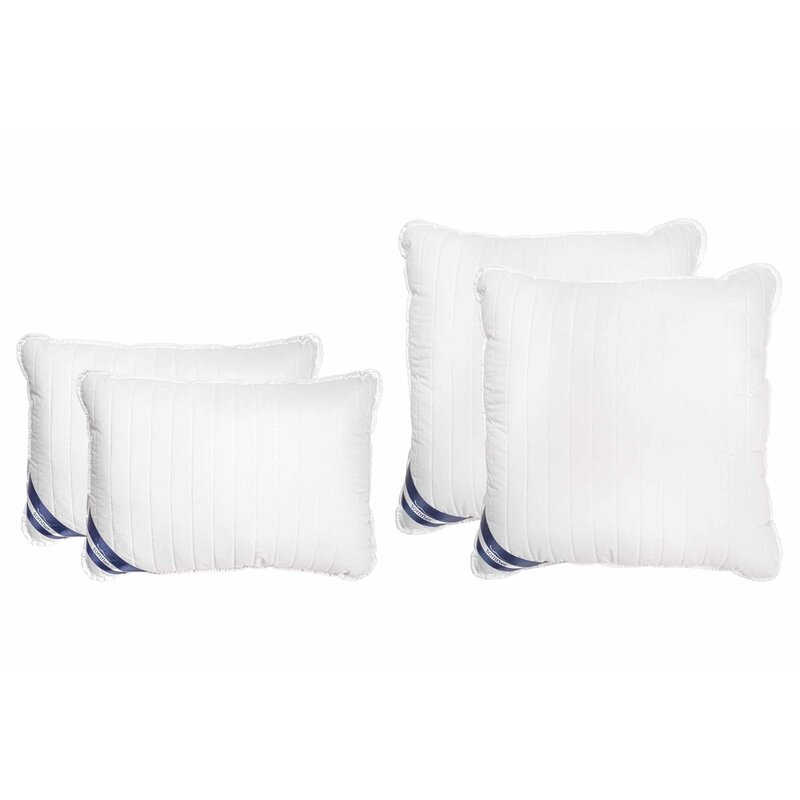 Somnart - set 4 perne policotton alb (2 perne 50x70 + 2 perne 70x70), model linii drepte