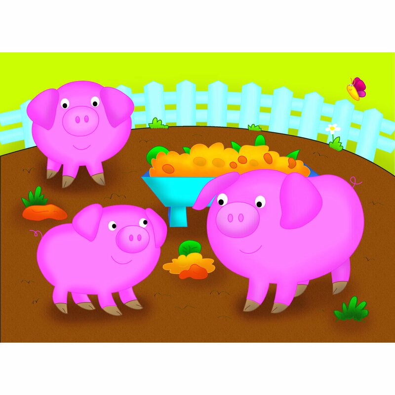 Galt - set 4 puzzle-uri animale de la ferma (4 6 8 12 piese)