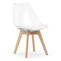 Set 4 scaune moderne, stil scandinav cu picioare din lemn masiv si perna din piele ecilogica, transparente - 1