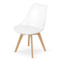Set 4 scaune moderne, stil scandinav cu picioare din lemn masiv si perna din piele ecilogica, transparente - 5