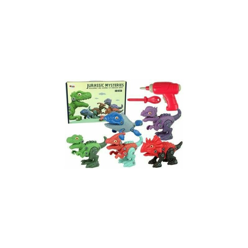 jucarii copii 4 5 ani fete Set 5 dinozauri pentru copii, jucarii demontabile cu surubelnita, 10419