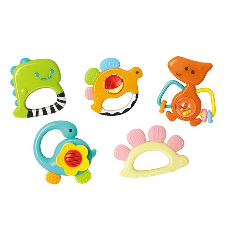 Jucarii bebe - Set 5 zornaitoari dinozauri, Multicolor