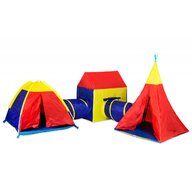 Set 5in1 Corturi de joaca pentru copii, iPlay, sistem modular, casa cu tuneluri, iglu si cort, Multicolor