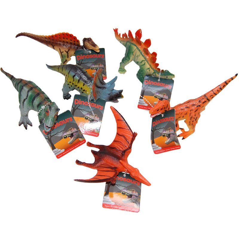 Up int\'l - Set 6 figurine dinozauri din cauciuc, diverse modele, 13 - 17 cm