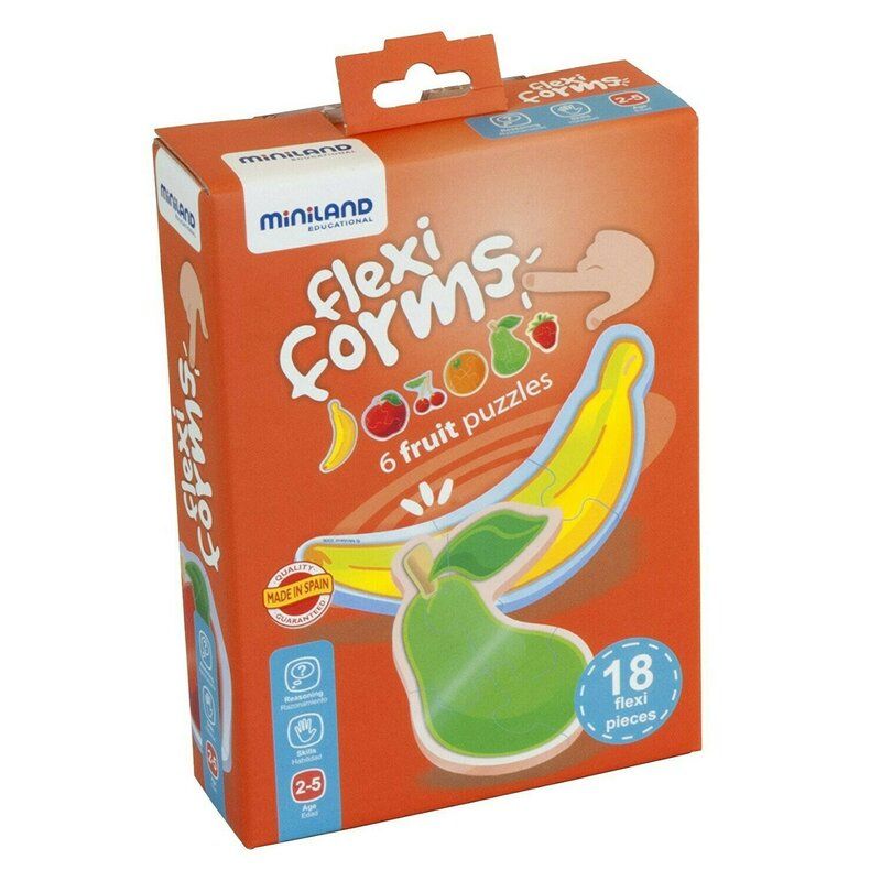 Miniland - puzzle educativ set 6 fructe puzzle copii, pcs 18