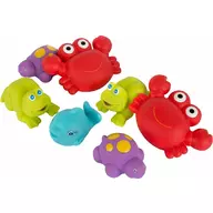 Set 7 animalute de baie, Playgro, Fara gauri, Cu gentuta pentru transport, Fara BPA, Floating Sea Friends, New Blue