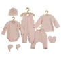 Set 7 piese, New Baby, Include body cu maneca lunga, bluza, pantalonasi cu botosei, salopeta fara maneci, caciulita, manusi, botosei, Marime 56, Din bumbac 100%, I am Pink - 2