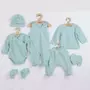 Set 7 piese, New Baby, Include body cu maneca lunga, bluza, pantalonasi cu botosei, salopeta fara maneci, caciulita, manusi, botosei, Marime 56, Din bumbac 100%, I am Blue - 1