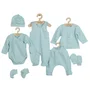 Set 7 piese, New Baby, Include body cu maneca lunga, bluza, pantalonasi cu botosei, salopeta fara maneci, caciulita, manusi, botosei, Marime 56, Din bumbac 100%, I am Blue - 2