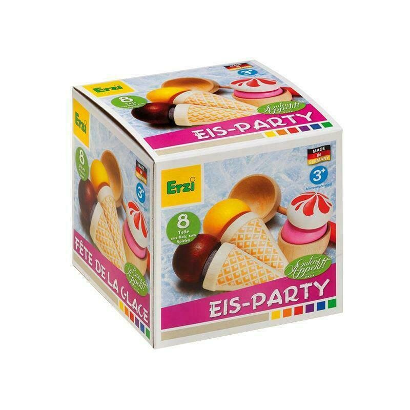 Erzi - set de joaca petrecere cu inghetata , 8 piese din lemn