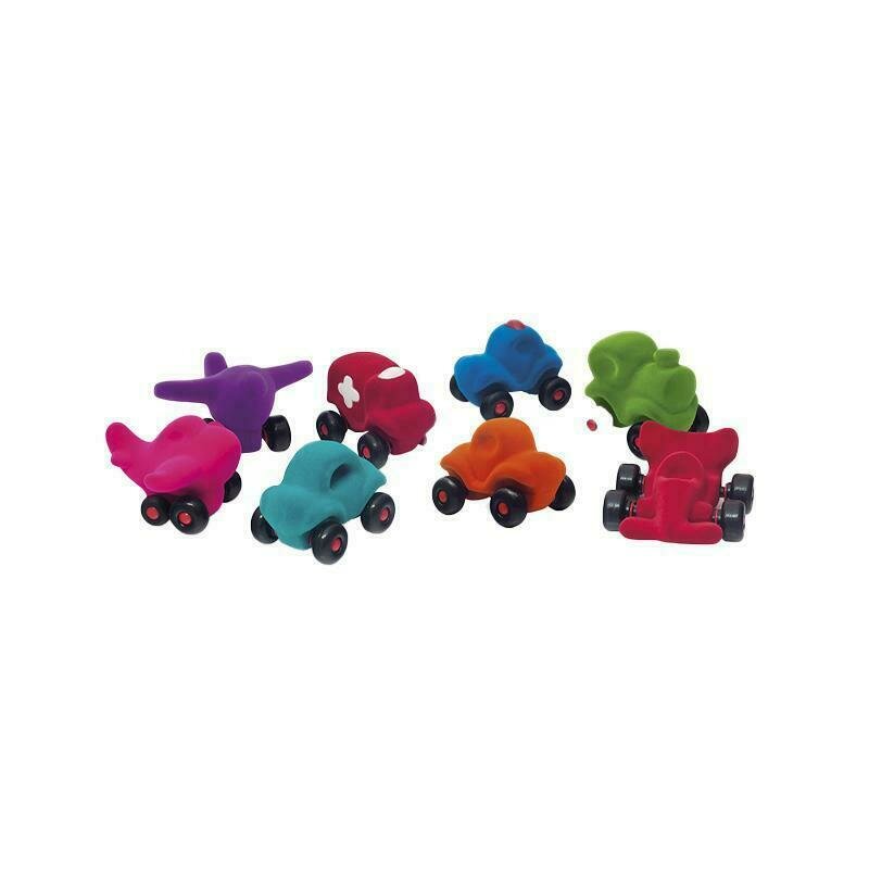 Rubbabu - set asortat 8 vehicule cauciuc natural m1,
