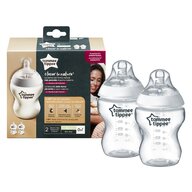 Set biberoane, Closer to Nature, Anitcolici, Cu tetina din silicon moale, Fara BPA, 2x260 ml, Tommee Tippee, 0 luni+, Alb