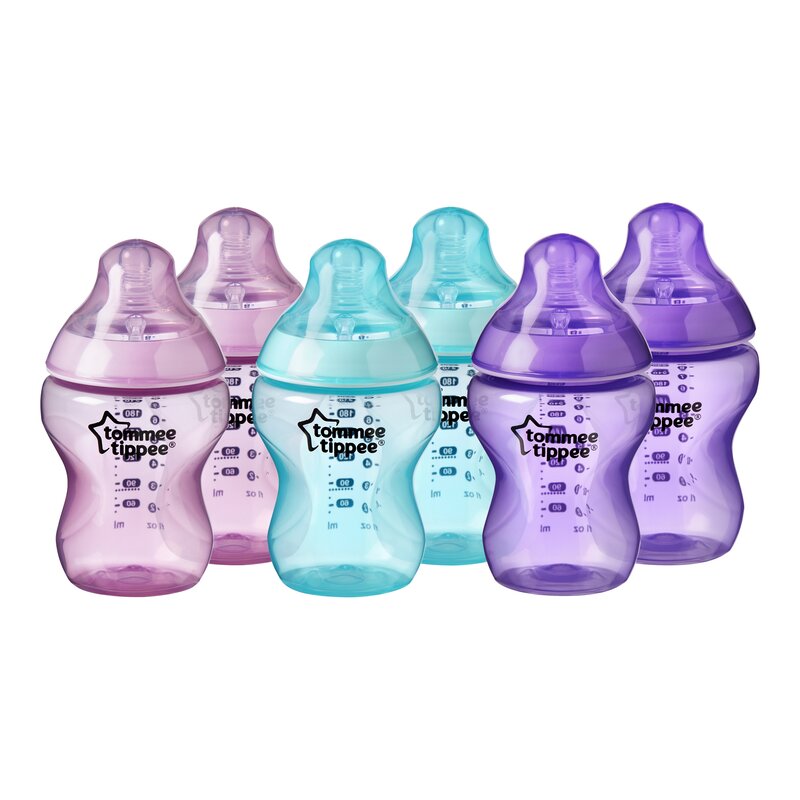 Tommee tippee - set biberoane onl fete, 260 ml, 6 buc, 0 luni+, multicolor