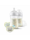 Set biberoane si suzete bebelusi, Philips Avent, Natural Response, 2x Biberoan 260 ml, Tetine cu debit mediu, 2x Suzeta Ultra Air 0–6 luni, Silicon, Fara BPA, Unisex