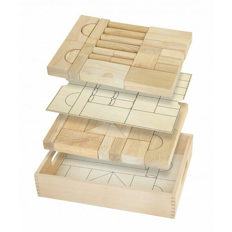 Viga - set de constructie multifunctional blocuri arhitecturale , 46 buc, natur