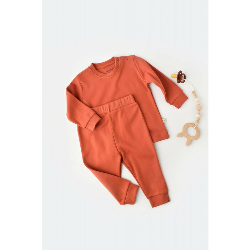 Set bluzita cu maneca lunga si pantaloni lungi - bumbac organic 100% - Scortisoara, BabyCosy (Marime: 18-24 Luni)