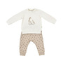Set bluzita cu maneca lunga si pantaloni lungi cu buline Girafa, BabyCosy, 100% bumbac organic, Ecru (Marime: 6-9 luni) - 1