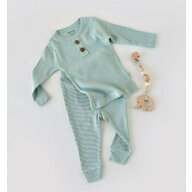 Set bluzita cu maneca lunga si pantaloni lungi din bumbac organic si modal - Mint BabyCosy (Marime: 9-12 luni)