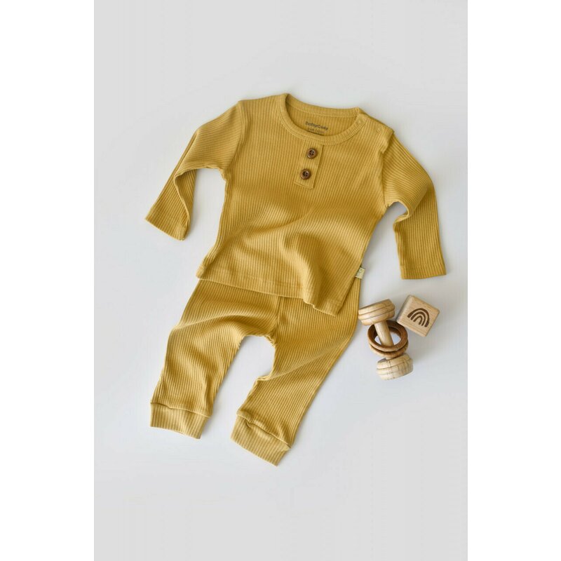 Set bluzita cu maneca lunga si pantaloni lungi din bumbac organic si modal - Sofran BabyCosy (Marime: 3-6 Luni)