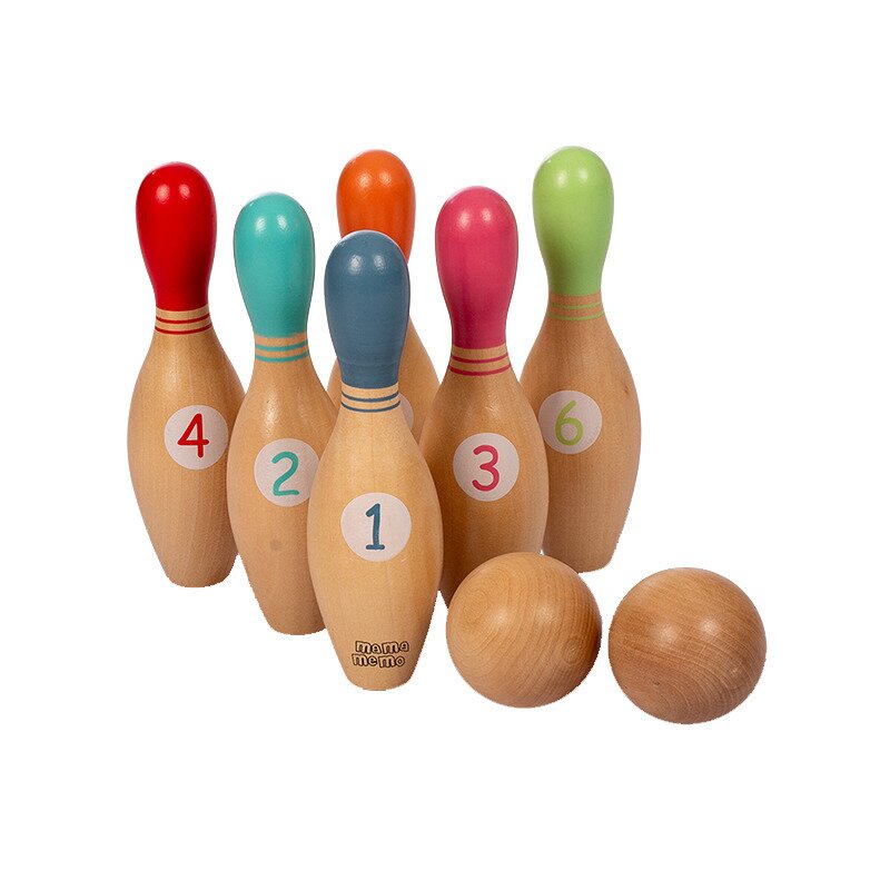 MamaMemo - Set bowling din lemn FSC, 3+