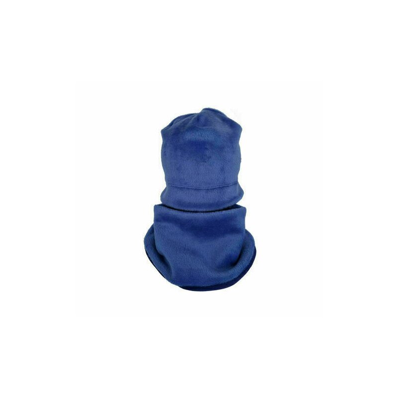 Kidsdecor - set caciula cu protectie gat nou nascut fleece blue, din bumbac