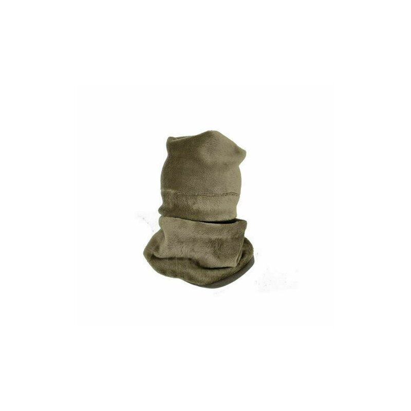 Kidsdecor - set caciula cu protectie gat nou nascut fleece kaki, din bumbac